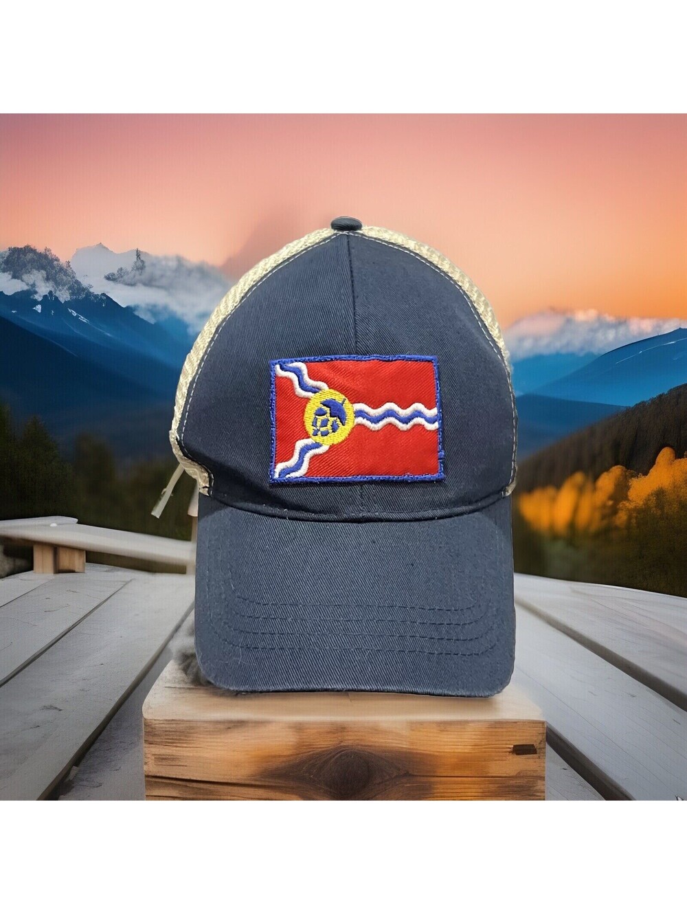 St Louis Missouri Flag With Acorn Umbrella Patch Mesh Snapback Baseball Cap